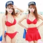Phiên bản Hàn Quốc của bikini bikini xẻ eo cao áo tắm phụ nữ thép hỗ trợ bikini ba mảnh ngực nhỏ thu thập áo tắm gợi cảm - Bikinis đồ bơi bikini
