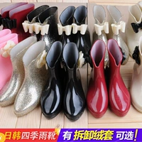 Không trượt khởi động mưa khởi động nữ ống ngắn dành cho người lớn giày không thấm nước sinh viên Hàn Quốc dễ thương thời trang cao su giày đặt giày khởi động mùa hè giày chống nước đi phượt