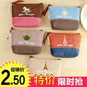 Hàn Quốc sáng tạo dễ thương cotton và ví tiền xu ví lưu trữ túi nhỏ tươi vải nhỏ đồng xu túi nữ ví nhỏ