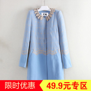 F series trung tâm mua sắm rút mới Châu Âu và Mỹ phong cách nhỏ tươi và linh hoạt 2017 mùa thu và mùa đông dài áo len C2420