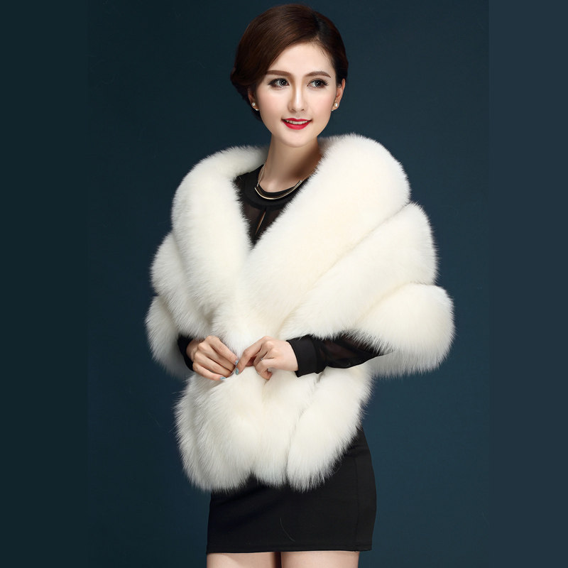 Mùa thu và mùa đông áo khoác lông nữ giả con cáo lông khăn choàng áo cưới cheongsam áo choàng áo choàng trắng đỏ chống- mùa xúc tiến