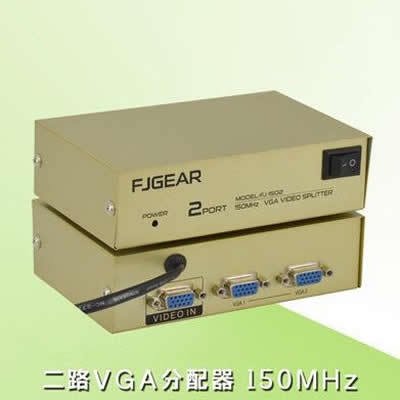 [视频分配器 vga分配器 200M 一分二分频器 电脑显示器1进2出分屏]