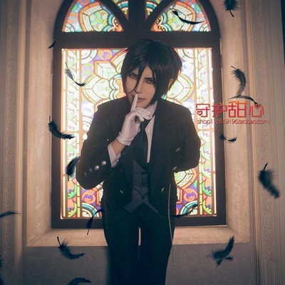 taobao agent Sweetheart's black deacon Sebastian Mikaris fake hair spot COSPLAY animation wig
