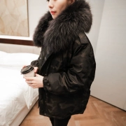 2018 mùa đông mới Hàn Quốc phiên bản của phần dài của cổ áo lông thú lớn xuống áo khoác nữ lỏng dày lên để vượt qua ngụy trang áo triều