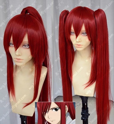 taobao agent Fairy Tail Ailusa Remnant Red Short Hair+Double Tiger Card COS Wig