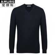 Amurs Aiwas cashmere áo len nam mùa thu và mùa đông kinh doanh bình thường người đàn ông trung niên của V-Cổ áo thun áo len cashmere