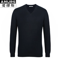 Amurs Aiwas cashmere áo len nam mùa thu và mùa đông kinh doanh bình thường người đàn ông trung niên của V-Cổ áo thun áo len cashmere quần jean nam ống rộng