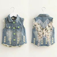 2018 mùa thu Hàn Quốc phiên bản mới bướm cô gái quần áo trẻ em vest trẻ em denim vest vest wt-2739 áo khoác bé gái