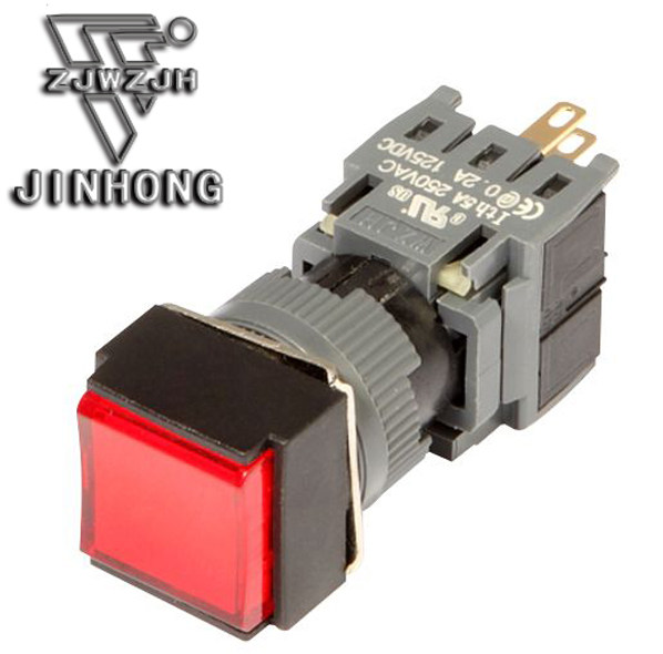Горячей  16MM кнопка выключателя самоблокирующийся площади без ламп двойной 8-контактный Джин Хонг F16-322 UL проверять подлинность