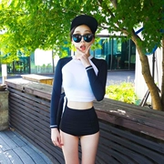 Áo tắm mùa xuân nóng bỏng Hàn Quốc bảo thủ chống nắng dài tay cao eo đồ bơi nữ chia tam giác giảm béo bụng áo tắm thể thao