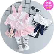 Quần áo bé gái mùa thu mới 8 tháng tuổi Quần áo trẻ em phiên bản Hàn Quốc 0-1-2-3 tuổi 4 bé gái tay dài hai mảnh