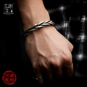 Thiết kế ban đầu Thái bạc handmade sterling bạc vòng đeo tay nam hipster cá tính Hàn Quốc phiên bản của xoắn bện retro mở vòng đeo tay