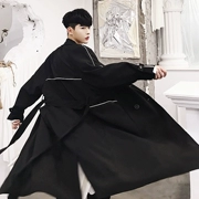 Mùa thu mới phiên bản Hàn Quốc của cà vạt hoang dã dài trench coat xu hướng nam rộng ve áo hai dây áo ngực lỏng