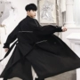 Mùa thu mới phiên bản Hàn Quốc của cà vạt hoang dã dài trench coat xu hướng nam rộng ve áo hai dây áo ngực lỏng áo gió chống nắng