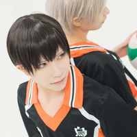 Аниме -парик волейбол подросток Йошан Фейсионг 碇 Синдзи черное лицо короткие волосы, потому что аниме -фальшивое открытие