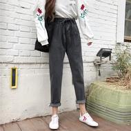 Quần nữ sinh viên lỏng lẻo Hàn Quốc ulzzang hoang dã mùa xuân cô gái jeans là mỏng cao eo hậu cung quần dày quần jean dài