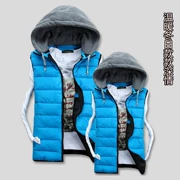 2014 mùa thu và mùa đông mới xuống bông phù hợp với những người yêu thích vest Hàn Quốc phiên bản của tự trồng người đàn ông và phụ nữ đội mũ trùm đầu vest bông vest áo khoác
