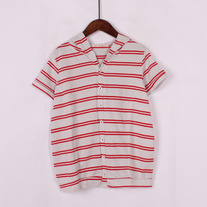 2018 mùa hè mới sọc ngang nhỏ tươi ngắn tay áo len trùm đầu đơn ngực cardigan thời trang áo áo phao nữ