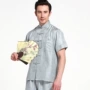 Ba thay đổi thương hiệu Qiantang Quần áo Trung Quốc Cửa hàng quần áo nam lụa nặng Fu Fu cổ áo nhỏ đứng cổ áo Tang phù hợp với mùa hè - Trang phục dân tộc thời trang nữ