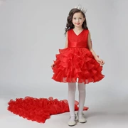 2017 cô gái mới lạ mặc váy tuxedo trẻ em hiệu suất phù hợp với lớn trẻ em màu đỏ có thể tháo rời