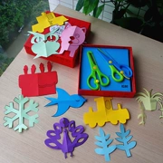 Mẫu giáo của nhãn hiệu cắt giấy trẻ em DIY vật liệu nghệ thuật sáng tạo sản xuất 3-5-7 tuổi đồ chơi trẻ em bằng kéo