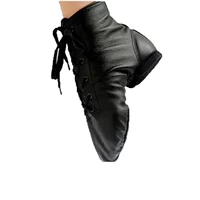 Джазовая танцевальная обувь высокая -top мягкая дно обуви детская танцевальная обувь черная холст новая подошва современная танце