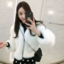 2018 mùa thu và mùa đông mới của Hàn Quốc phiên bản của dài tay giả rabbit fur coat nữ đoạn ngắn hoang dã mỏng fur coat triều áo dạ ép lông cừu