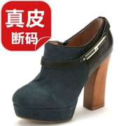 Da cừu chống da mùa xuân và mùa thu sâu miệng đơn giày cao để giúp siêu cao dày với nước Đài Loan OL giày da đầy đủ nữ sâu miệng mắt cá chân