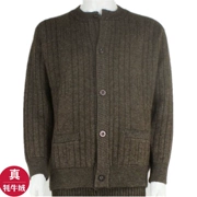 Mùa thu và mùa đông nam yak len len dày cỡ lớn trung niên vòng cổ áo len ấm áp cha đan áo khoác