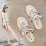 Lười biếng giày trắng nữ 2018 mùa hè mới không có gót chân một bàn đạp đa năng giày vải nữ Hàn Quốc phiên bản của bán kéo giày trắng giầy nữ đẹp