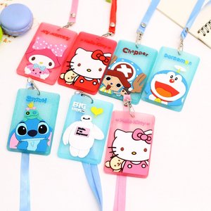 Phim hoạt hình dây buộc cửa xe buýt phosphor ban thẻ set silicone trường thẻ treo cổ huy hiệu thẻ làm việc giấy chứng nhận bộ