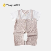 Tong Tai Kai Kai mở áo khoác jumpsuit trẻ sơ sinh chàng trai và cô gái bé mùa hè ngắn tay romper cotton nửa tay áo robe