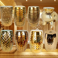 Современный китайский стиль гальвалый локальный золото, серебряный серебряный керамический барабан