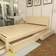 Cung cấp công cụ cài đặt đơn giản đơn giản hiện đại giường thông giường đôi gạo rắn gỗ cho thuê giường 1.5 giường loại giường 1.5