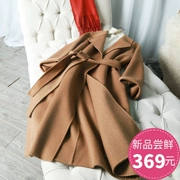 2017 new double-sided cashmere alpaca coat của phụ nữ dài áo len Albaka Jiang Xin với cùng một đoạn
