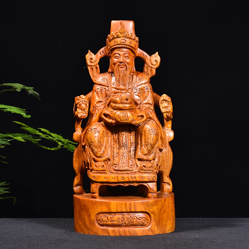 特惠開光崖柏關公家居武財神保平安風水擺件工藝術品禮品精雕細琢