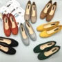 Phiên bản Hàn Quốc ~ đơn giản, da lộn tròn đầu nông miệng thời trang hoang dã thấp để giúp giày đơn khí chất OL dày với giày nữ giày thủy triều giày the thao nữ cao cấp