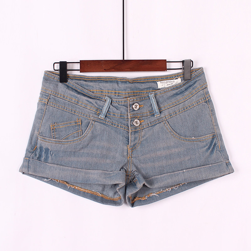 2018 mùa xuân và mùa hè mới Hàn Quốc phiên bản của các trường đại học gió jeans hot quần khí nữ cao eo thời trang casual slimming shorts
