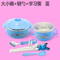 Маленькая чаша+стальная ложка+обучение палочкам для еды