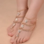Châu Âu và Hoa Kỳ thời trang chuỗi kim loại đính tua rua và ngón tay vòng chân phụ nữ nhiều lớp thả kim cương trở lại chuỗi lắc chân nữ titan