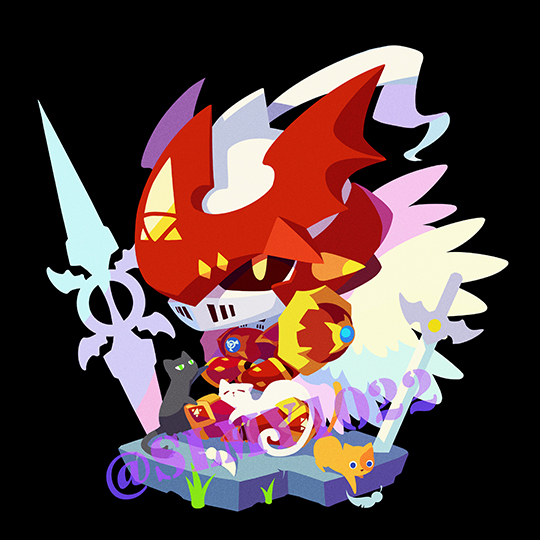 07. Meow Knight Crimson【 goods in stock 】 Digimon / Digital Monster / two-sided Acrylic Pendant / Stickers
