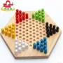 Túi lớn bằng gỗ đĩa boutique hexagon checkers cha mẹ và con câu đố của trẻ em lớp trò chơi board người lớn cờ vua class chơi bộ xếp hình gỗ