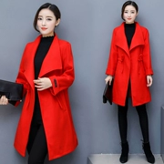 Áo khoác yếm nữ dáng dài phần Hàn Quốc 2017 thu đông 2017 kiểu thắt lưng mới là áo len mỏng nam nhỏ hàn quốc
