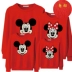 Một gia đình gồm ba trang phục Mickey cha mẹ và trẻ em Mickey Mickey mùa xuân bốn chiếc áo len mùa xuân và mùa thu mẹ và con áo thun ngắn tay màu đỏ - Trang phục dành cho cha mẹ và con Trang phục dành cho cha mẹ và con