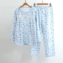 L đồ ngủ nữ hai mảnh mùa thu đông mới thời trang in hoa top + quần bó sát eo phù hợp với dịch vụ nhà wn đồ bộ pijama