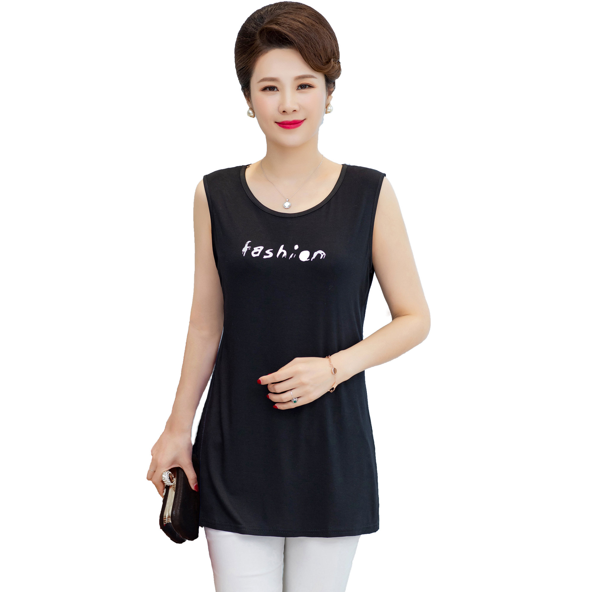 One Piece Black Vestmom summer wear Outside Chiffon Cardigan shirt Big size Middle aged and elderly Women's wear Shawl loose coat Medium and long term Sunscreen