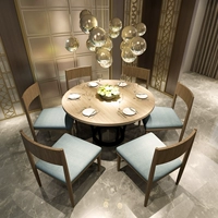 Bàn ăn và ghế đại dương kết hợp một bàn sáu ghế mới Trung Quốc tro tròn bàn hoàn chỉnh đặt nhà hàng gỗ và bàn ghế gỗ bộ bàn ghế phòng khách