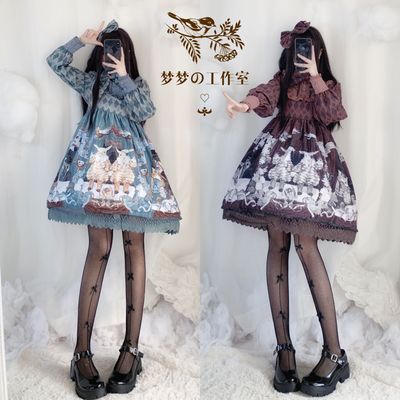 taobao agent Japanese autumn retro dress, Lolita style, long sleeve, Lolita OP