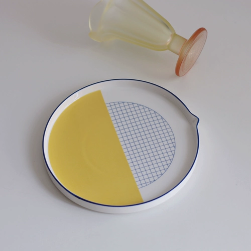 [Mengtian Liangpin] Creative INS Classic Yellow Blue Launcher Ceramics Plate/Light Food Postering Artifact