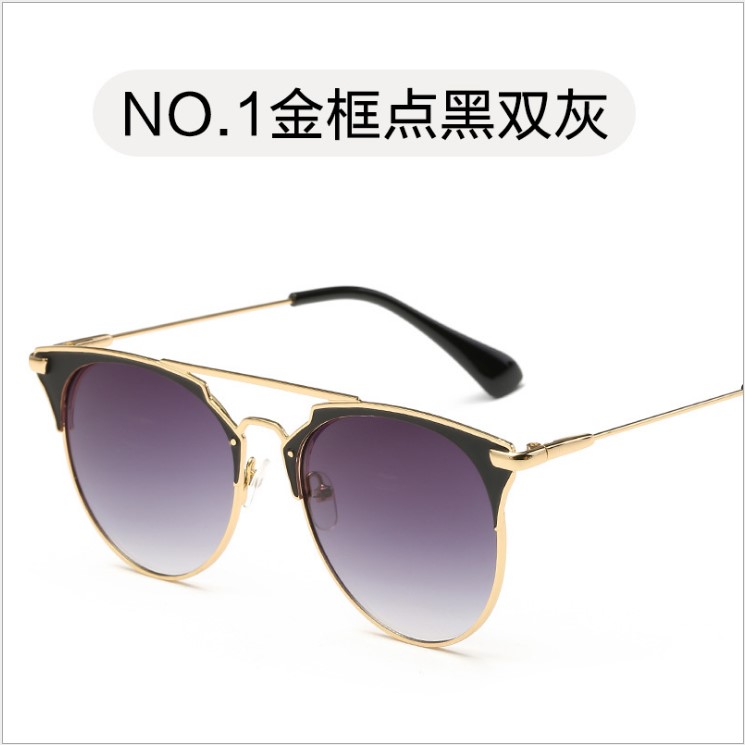 Gold Frame Dot Black Double Greynew pattern Chaozhou people Sun glasses fashion Korean version Sunglasses 2020 men and women Retro Sunglasses Star of the same style Online red money